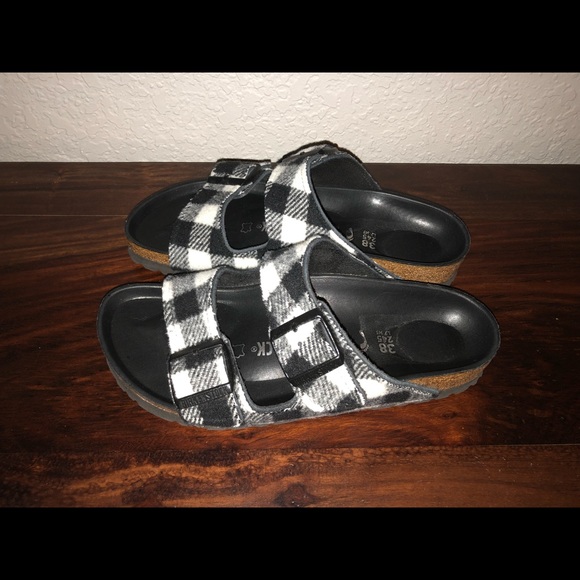 black and white plaid sandals